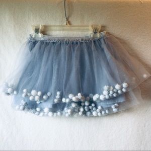 Tulle and pompon girls festive miniskirt